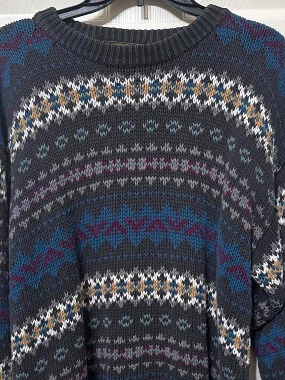 Eddie Bauer Men’s M vintage grandpa Multicoloured cable knit sweater